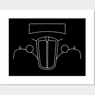 Vintage Morris 8 outline graphic (white) Posters and Art